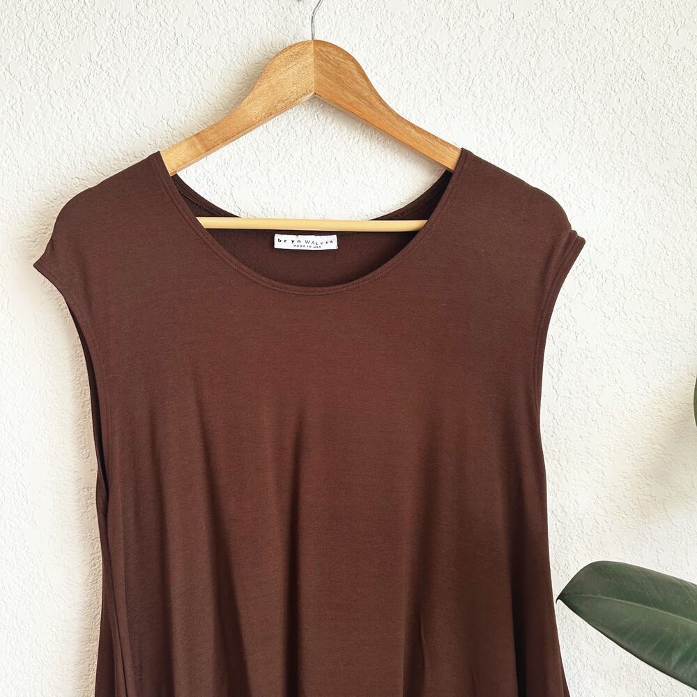 Bryn Walker Zia Rayon Tunic Dress Medium Brown Oversized Lagenlook Minimalist - Picture 3 of 10